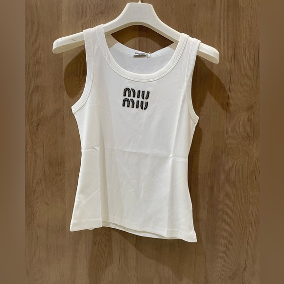 Miu Miu Tops - Miu Miu White Camisole with Logo